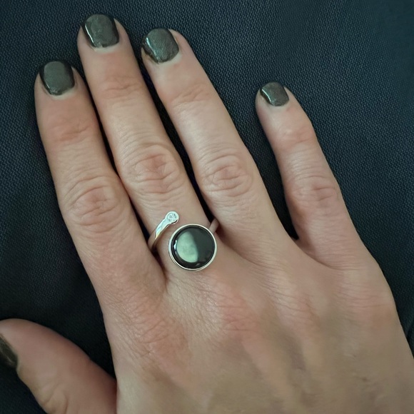 Moon Glow Cosmic Spiral Ring in Rhodium - Picture 5 of 6